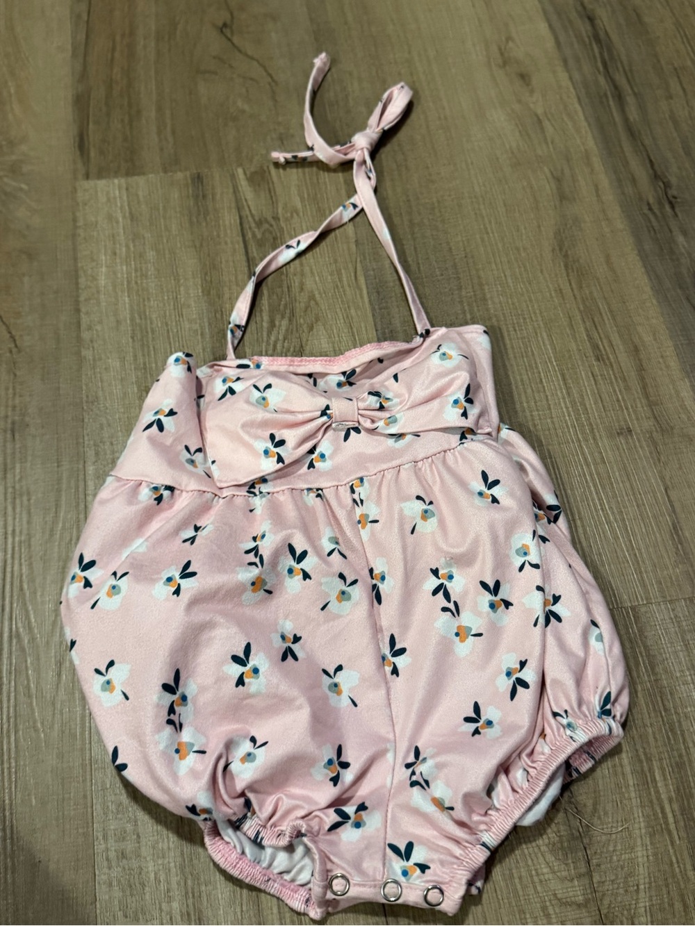 Classic Pink Floral Baby One-Piece Bodysuit with Bow